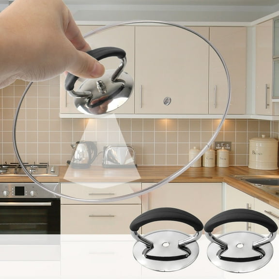 2pcs Stainless Steel Pot Lid Knob Silicone Handle Cookware Cover Replacement Black