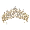 thumbnail image 3 of Tiara de boda, tocado nupcial, corona de regalo, diadema elegante, diadema con corona, diadema para banquete nocturno, fiesta de graduación para mujer Estilo B Dorado, 3 of 7