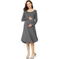thumbnail image 2 of Vedolay Cute Maternity Dresses Pregnant Casual Fashion Long Sleeve Dress Pregnant Clothes Pregnancy Clothes Dresses for Pictures Gray,L, 2 of 5