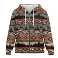 thumbnail image 4 of FOR U DESIGNS Aztec Ethnic Zip Hoodies for Women Oversized Long Sleeve Hoodie Size XS Hooded Sweatshirt Women with Front Zipper Lightweight Down-Shoulder Collar Activewear, 4 of 7