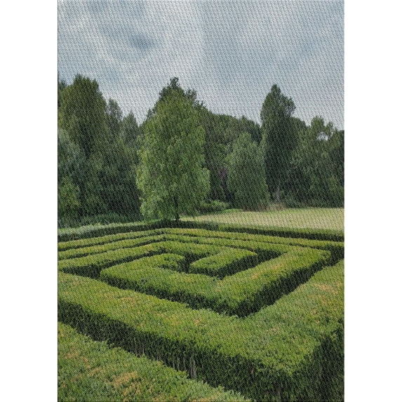 Ahgly Company Indoor Rectangle Patterned Dark Forest Green Novelty Area Rugs, 7' x 10'