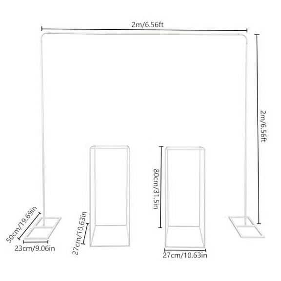 Wedding Arch Backdrop Stand, 6.6FT x 6.6FT, Steel, White, Rectangular, Modern, DIY Decoration, Wedding & Party Use