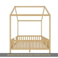 thumbnail image 4 of Montessori Floor Bed with Canopy, Full Bed Frame for Kids, House Shape Toddler Bed Frame with High Railings, Wood Kids Bed with Roof, Kid Full Bed, Natural, 4 of 9