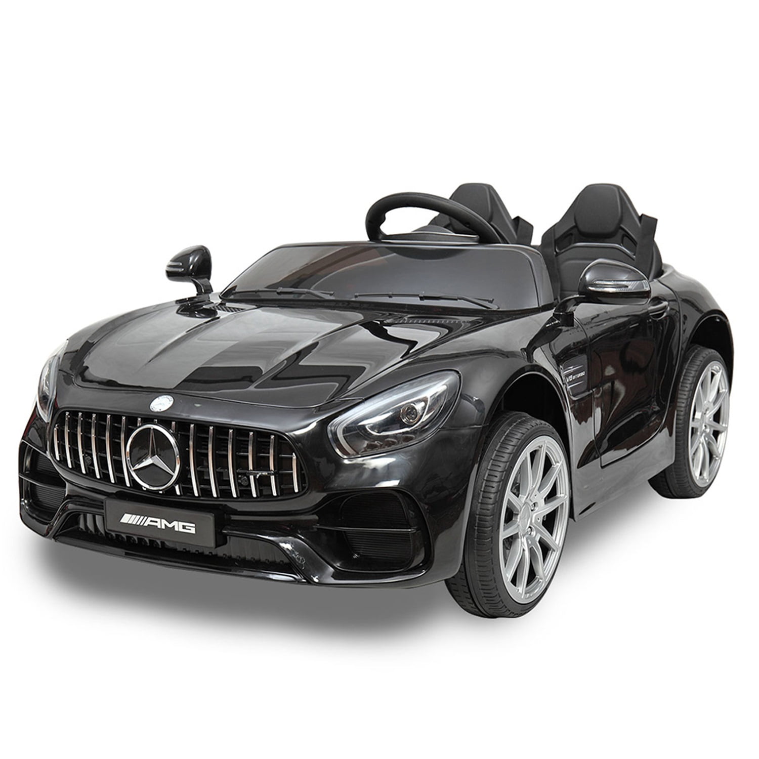 CIPACHO 12V Kids Ride On Toy Car 2-Seat Mercedes-Benz GT Licensed with MP3, Radio, Speed Shift, LED Lights, Black