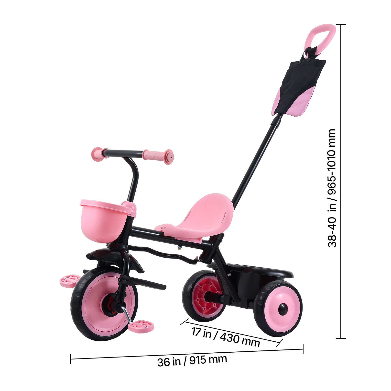 KFFKFF 2-in-1 Toddler Tricycle & Stroller, 18 Months to 5 Years photo 8