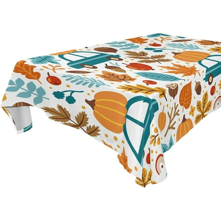 SKYSONIC Thanksgiving Pumpkin Tablecloth Waterproof Washable Polyester Square Table Cover Durable Tablecloth for Kitchen Dining Table Party Decor (60 X 60 Inch)