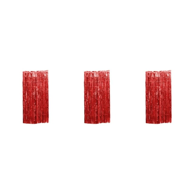 Wweixi Frange en Aluminium Bon Effet de Démonstration pour Anniversaire Anniversaire Mariage Frange en Aluminium Rideau de Fête Toile de Fond Rouge 3*1m 3Ensemble
