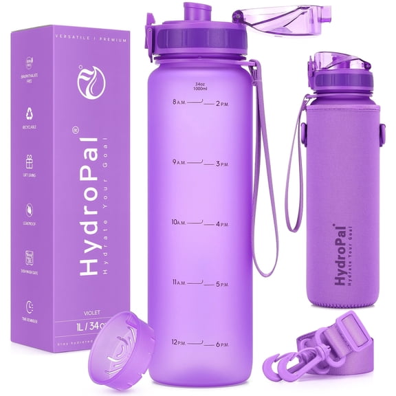 GEDUX 32oz Sports Water Bottle with Time Marker BPA Free Leak Proof Wide Mouth Lightweight Sport Travel Water Bottle