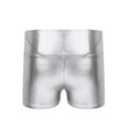 thumbnail image 2 of iEFiEL Girls High Waist Metallic Dance Shorts Gymnastics Workout Activewear Bottoms Silver 14, 2 of 6