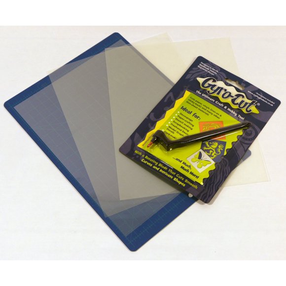 Trousse de Découpe de Papier Artisanal et Stencil – Comprend un Outil Sécuritaire de Coupe Gyroscopique, un Tapis Auto-Cicatrisant 8,5x12 et 5 Feuilles de Mylar – Ensemble de Bricolage Stencil pour Bricolage en Papier, Fabrication de Cartes, Scrapbooking et Projets d'Art
