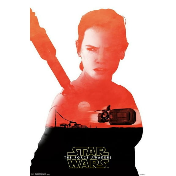 Star Wars: The Force Awakens - Rey Badge Wall Poster, 22.375" x 34"