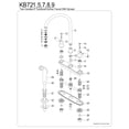 thumbnail image 3 of Kingston KB725 Vintage Two-Handle 4-Hole 8" Centerset Kitchen Faucet with Side Sprayer in Oil Rubbed Bronze, 3 of 4