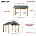 thumbnail image 4 of AutoCove 11x13 Wood Carport, Black Gable Roof Wood Gazebo, Outdoor Living Pavilion with Ceiling Hook, 4 of 7