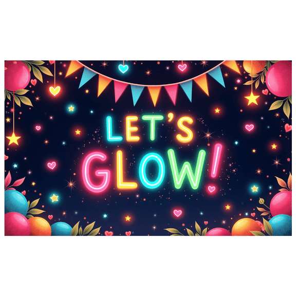 Colorful Theme Let's Glow Neon Banner Decorative Lights Festive Fun for Party Celebration Indoor Decoration Event Backdrop