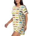 thumbnail image 2 of Picia Colorful Mustache Pajamas Sets for Women Soft Short-Sleeved Pjs with Lounge Shorts Two Piece Sleepwear-Small, 2 of 9