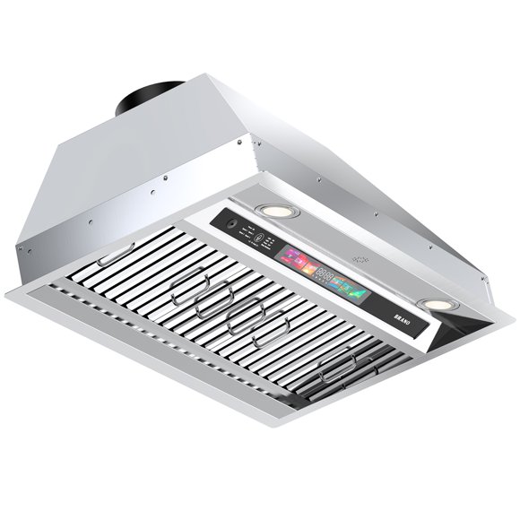 BRANO Range Hood 30 Inch Built-in Kitchen Vent Hood with Voice/Gesture/Touch Control, 900 CFM, 4 Speed Exhaust Fan,Ducted/Ductless Convertible,Memory Mode, Adjustable Lights