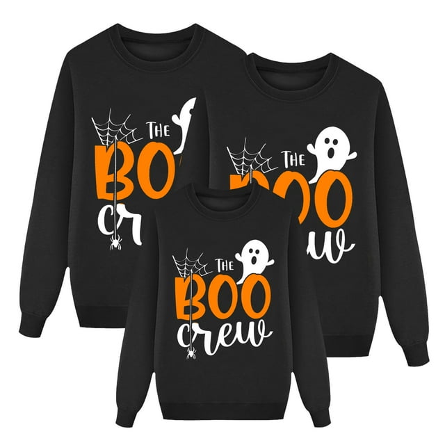 Fgnfyis Dad Funny Halloween Prints Sweatshirts for Family Long Sleeve Xmas Cute Pullover Family Halloween Pajamas Matching Outfit for Men Black_006 L