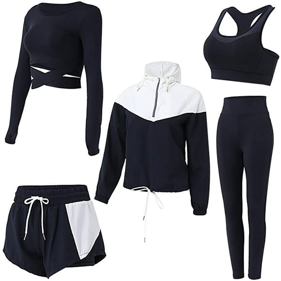 Womens Clothing Summer 5PCS Yoga Clothing Suit Set Tracksuit Running Gym Winter Fitness Clothing Womens