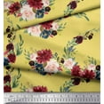 thumbnail image 3 of Soimoi Yellow Moss Georgette Fabric Ranunculus & Penoy Floral Print Fabric Prints By the Yard 44 Inch Wide, 3 of 3