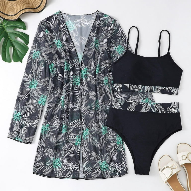 Aayomet High Waist Bikinis 2023 3 Piece Bikini Set Cover Up Swimsuit For  Women Long Sleeve Push Up 50s Swimsuits for Women,Green M