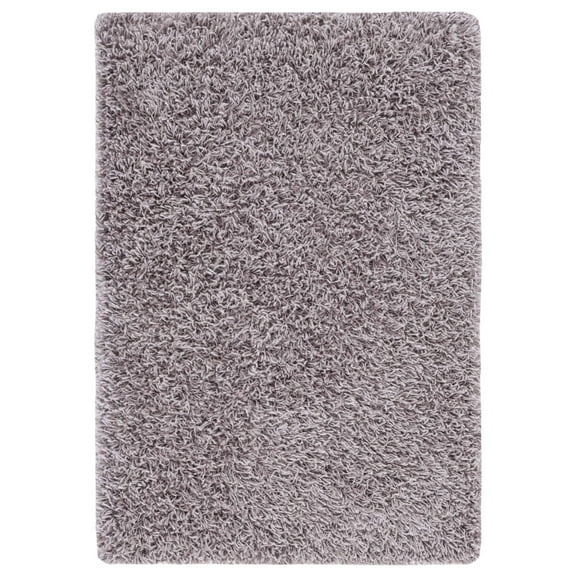 SAFAVIEH Clyde Solid Plush Polyester Shag Area Rug, Silver, 2'6" x 4'