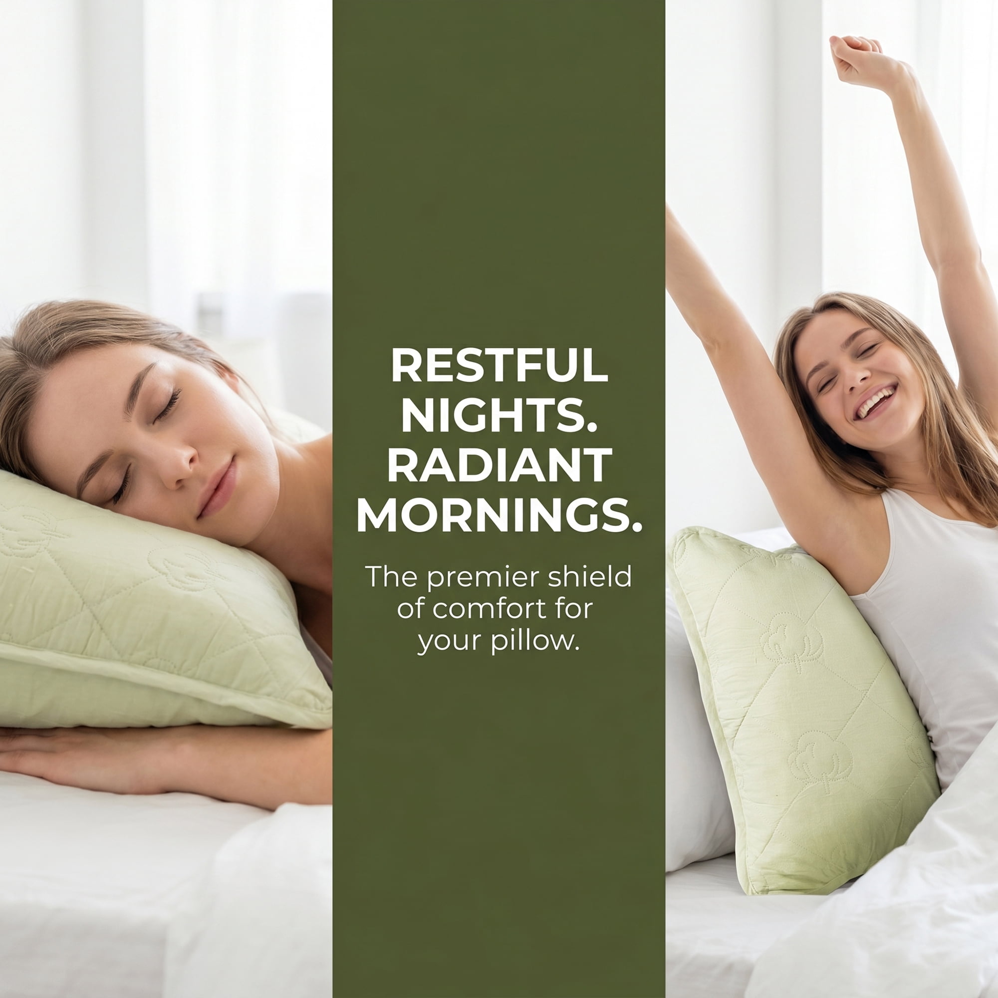 Unique Bargains 1 Pack Breathable Hypoallergenic Cotton Pillow Protector Light Green