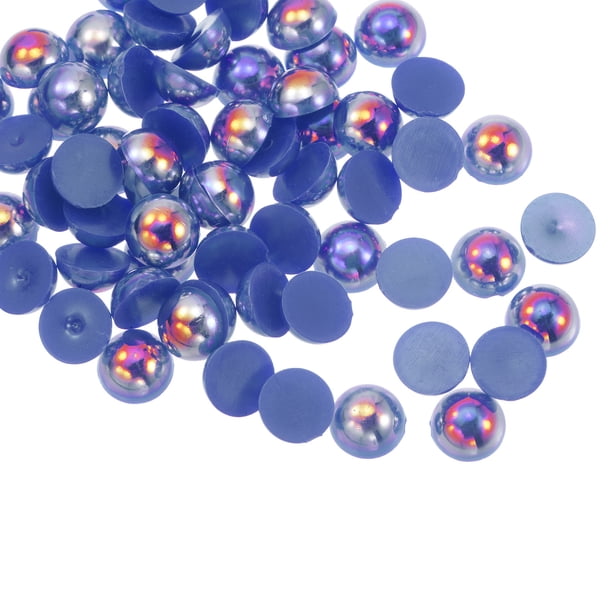 Cuentas de media perla ABS 60uds 8mm Unique Bargains Oscuro azul