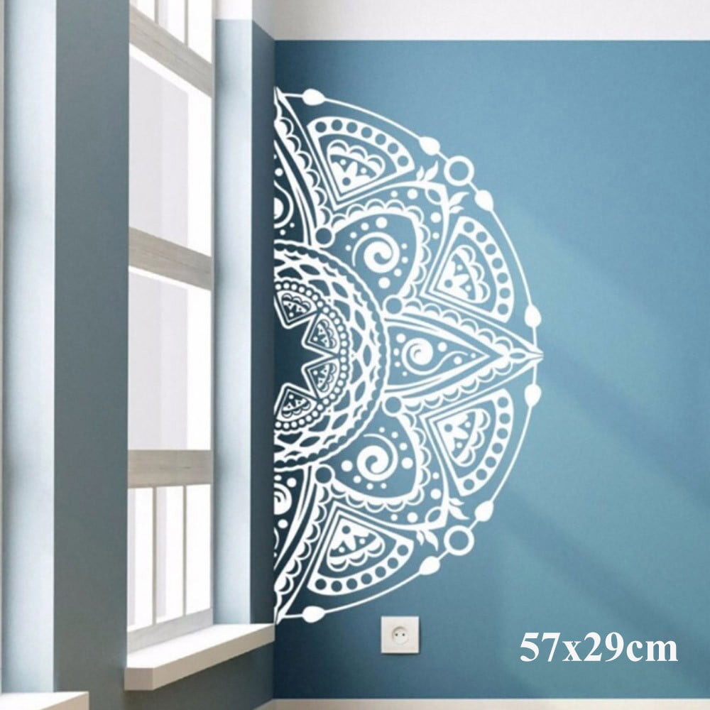 33X16" PVC Half Mandala Wall Art Sticker Decal Home Room Mural Decor Fashion
