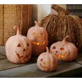 thumbnail image 2 of Citrouille Artisanale Faite à la Main avec Détails Sculptés, Décoration Automne & Halloween 2025, Terre Cuite Naturelle, 9.5 Pouces, 2 of 13