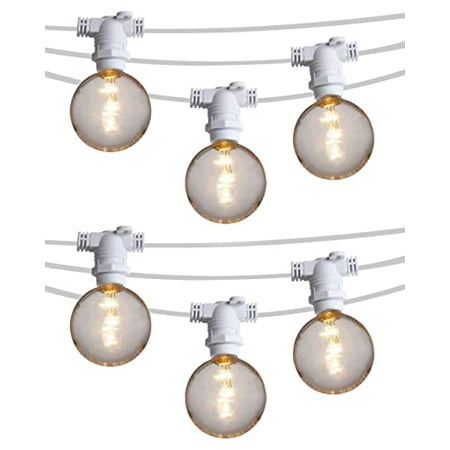

Fantado 25 Socket Outdoor Commercial String Light Set Shatterproof LED Bulbs 29 FT White Cord w/ E12 C7 Base Weatherproof - LED G50 - 2 INCH (0.7 WATT)