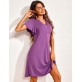 thumbnail image 3 of EKOUAER Women's Nightgown Short Flare Sleeve Sleepshirt V-Neck Sleepwear Soft Nightshirt Pajama Dress, 3 of 6