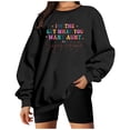 thumbnail image 2 of Women Crew Neck Pullover Sweatshirts for Women Short Women's Fashion Casual Solid Color Loose Long Sleeve Letter Print Round Neck Hoodie M, 2 of 5