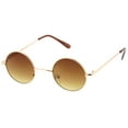 thumbnail image 2 of sunglassLA Unisex Small Retro Lennon Inspired Style Neutral-Colored Lens Round Metal Sunglasses 41mm (Gold / Amber) - 41mm, 2 of 4