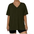 thumbnail image 4 of Purcolt Womens Plus Size Summer Tops Side Slit Short Sleeve V Neck T Shirts Casual Loose Tunic Tops Solid Color Tees Blouses L-5XL, 4 of 6