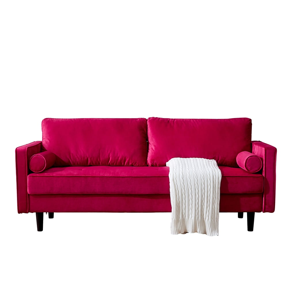 Tufted Sofa Bed in Velvet Sofa MidCentury Couch Furniture with 2 Throw
