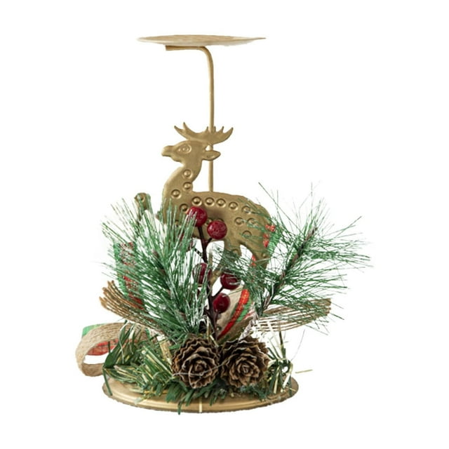 Portavelas de té con forma de reno dorado para Navidad, ideal para decorar cenas, bodas, candelabros de cedro con forma de piña, mesas para chimenea y fiestas.