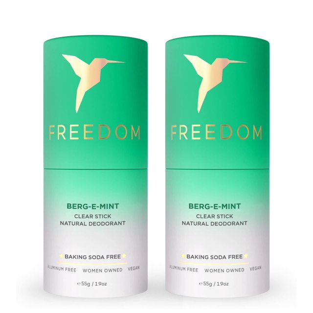 Desodorante Freedom totalmente natural y sin aluminio para mujeres con protección contra olores las 24 horas en envases ecológicos, elaborado con aceites esenciales orgánicos, desodorante de bergamota
