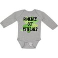 thumbnail image 3 of Inktastic St. Patrick's Day Pinches Get Stitches Shamrocks Boys or Girls Long Sleeve Baby Bodysuit, 3 of 5