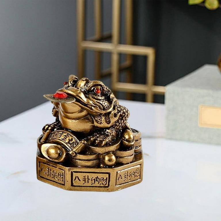Nobranded Feng Shui Frog, Lucky Frog, Money Frog, Résine Hotel Store Pour La Maison Pour Le Bureau(Imitation Copper, Small Size 6X6X5 Cm
