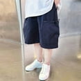 thumbnail image 2 of LIBRCLO Cargo Shorts for Boys Size 12 Years Elastic Waist Casual Breathable Quick Dry Shorts with Multiple Pockets Navy, 2 of 3