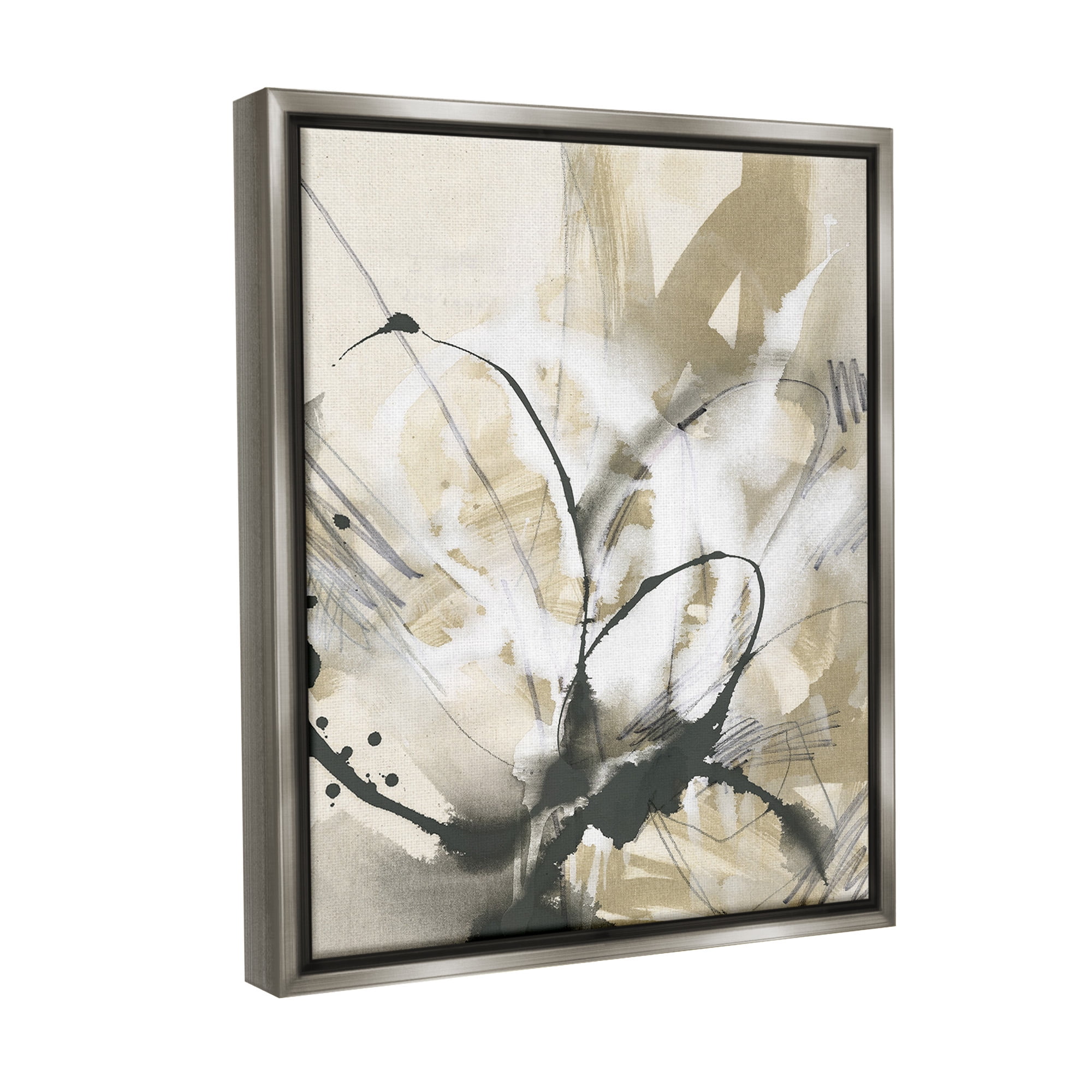 Stupell Industries Circular Complex Abstract Abstract Painting Gray Floater Framed Canvas Art Print Wall Art, 17 x 21