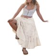 thumbnail image 4 of Jupes Maxi Boho d'Été pour Femmes Jupe Longue Plissée à Taille Élastique à Volants Jupe Fluide Mode Urbaine, 4 of 7