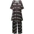thumbnail image 1 of Plus Size Women’s Short Sleeve Sleepwear with Long Pants Soft Loungewear Brown Wavelength Print Pajama Set Petite XL 6x, 1 of 4