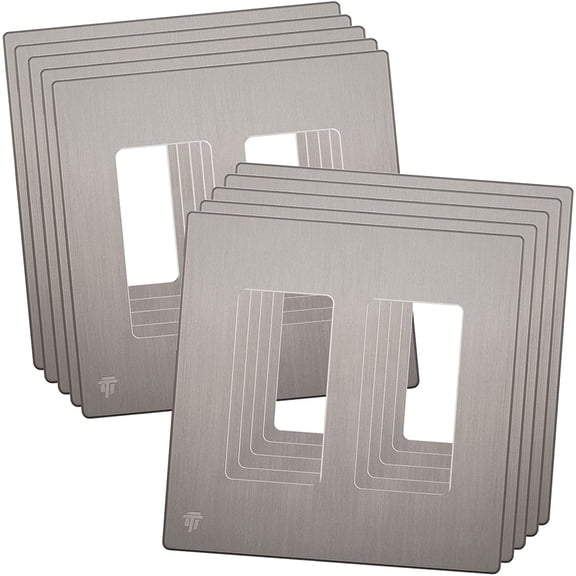 ENERLITES Elite Series Screwless Decorator Wall Plate Child Safe Outlet Cover, Size 2-Gang 4.68" H x 4.73" L, Unbreakable Polycarbonate Thermoplastic, SI8832-NK, Glossy, Nickel