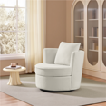 thumbnail image 3 of Renwick Bouclé Swivel Accent Armchair with Throw Pillow, White, 3 of 8