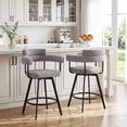 thumbnail image 3 of Zesthouse 26" Counter Height Swivel Barstools, Linen Upholstered Bar Stools Set of 2, Metal Base, Gray, 3 of 11