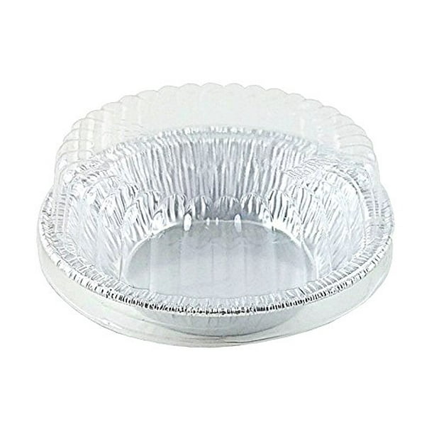 D&W Fine Pack 33/8" Aluminum Foil Tart / MiniPie Pan w/Clear Plastic