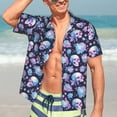thumbnail image 5 of Lsque flower Skull in starry sky pattern Hawaiian Shirt for Men, Unisex Summer Beach Casual Short Sleeve Button Down Shirts-XX-Large, 5 of 9