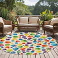 thumbnail image 4 of Colorful Polka Dot Round Area Rug 5Ft Washable Circle Rugs for Living Room Bedroom, Cartoon Watercolor Geometric on Linen Non-Slip Carpet Floor Mats Indoor Outdoor Carpet Runner Aesthetic Home Decor, 4 of 8
