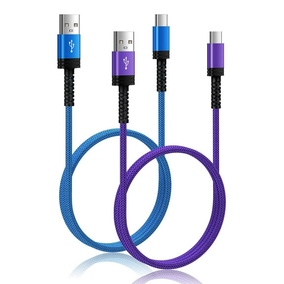 USB to USB C Cable 3ft 2Pack Type A to Type C Charger Cord Fast Charging for Samsung Galaxy A17 A36 A56 A15 A55 S25 Edge S24 Ultra S23 S22 S21 S20 S10 iPhone 16e 16 15 Pro Max Braided Charge Cord